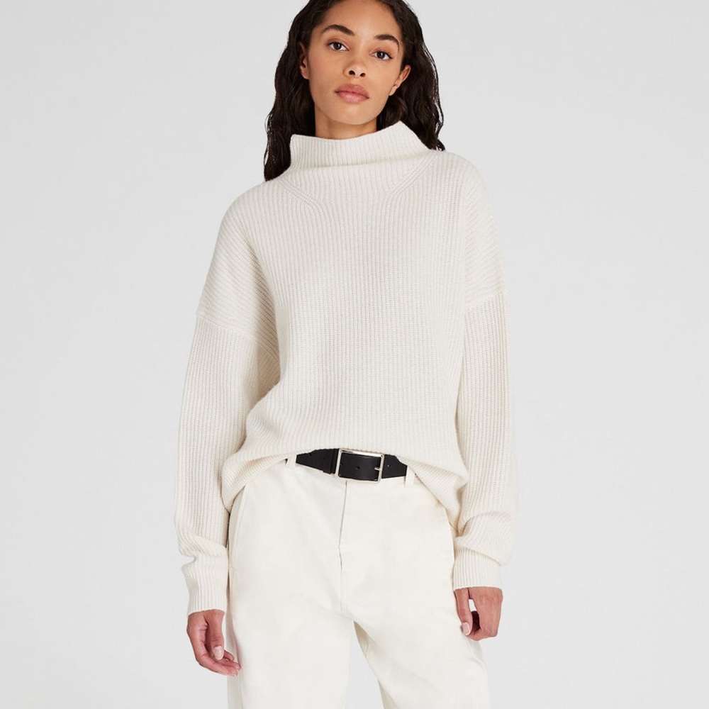NWT Club Monaco Ivory Cashmere Mockneck Sweater S
